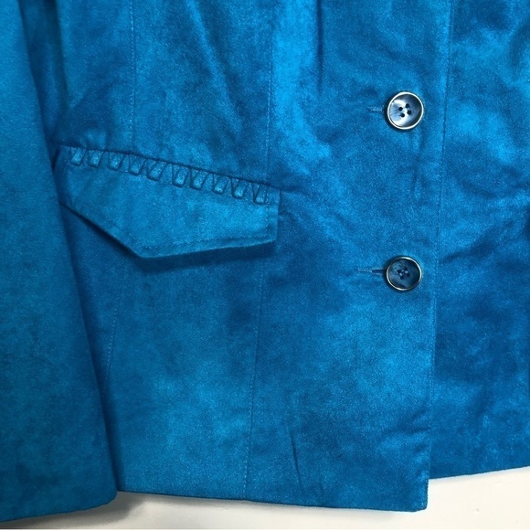 NWT Tanjay Bright Blue Faux Suede Blazer Jacket, size 8P - Picture 2 of 10